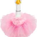4 Pcs Princess Porch Goose Outfit for 23" 17" Cement Lawn Goose Costume Crown Necklace Tutu Skirt Feather Trim(Pink)