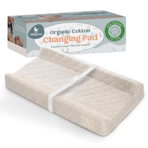Contoured Baby Changing Pad Waterproof & Breathable Diaper Changing Pad | Removable Washable Cover, Non-Slip Base & Safety Strap | Standard Size for Dresser & Changing Table Pads