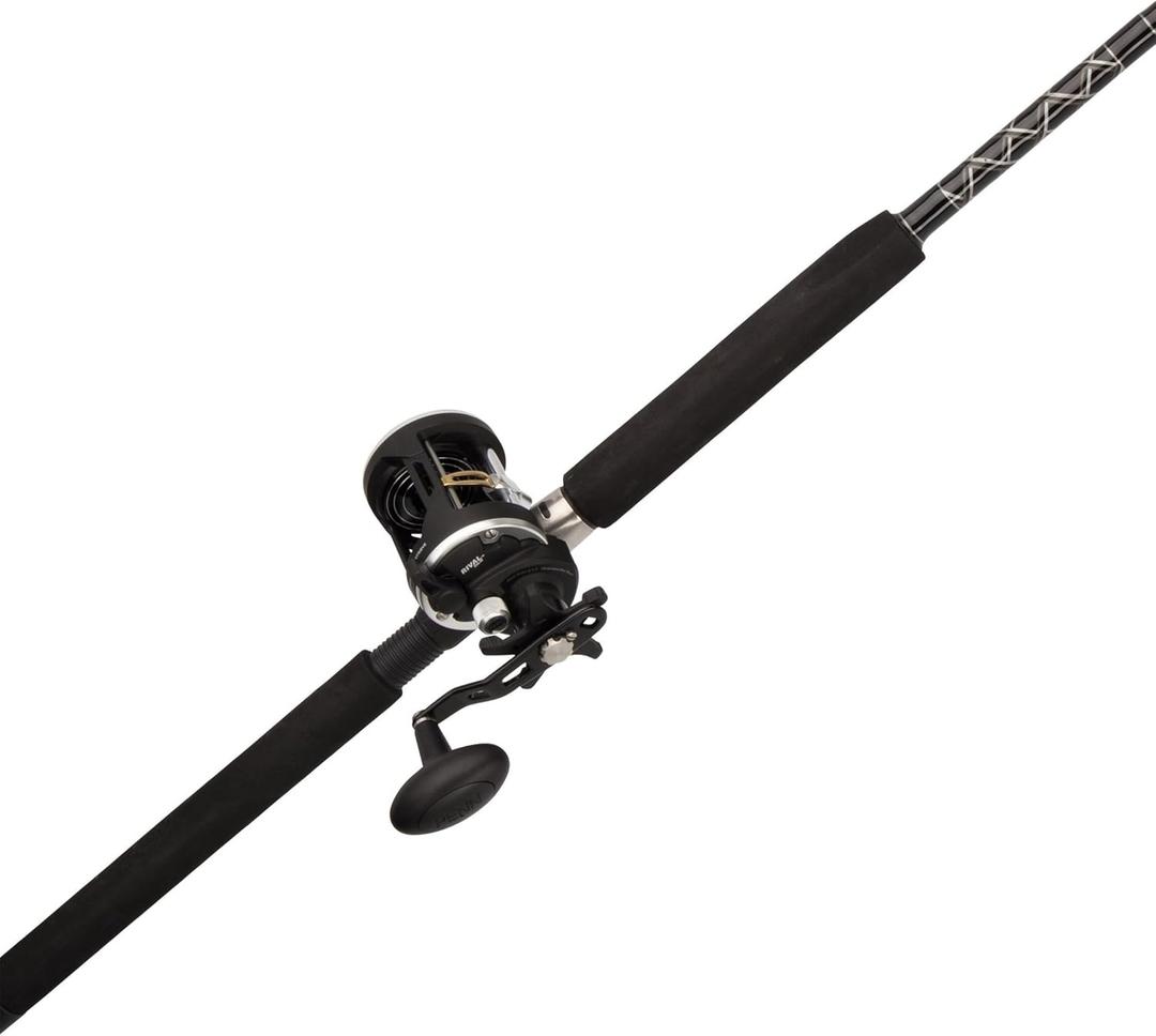 PENN 6’6” Rival Level Wind Fishing Rod and Reel Conventional Combo, 6’6”, 1 Tubular Fiberglass Fishing Rod with 2 Reel, Durable, Break Resistant and Lightweight