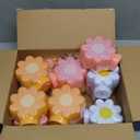 Domensi 12 Pcs Daisy Themed Party Favor Gift Supplies Daisy Flower Cups with Lids and Straws,10 oz Chrysanthemum Flower Plastic Cups for Birthday Party, Wedding Baby Shower Party Decorations Supplies