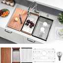 BWXIAOC 33 x 22 Drop In Kitchen Sink Workstation - 16 Gauge Stainless Steel Sinks Handmade 10 Inch Deep Single Bowl Kitchen Sink Top Mount Easy to Clean