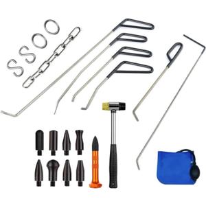 LadyRosian Paintless Dent Repair Tool Kit Dent Removal Rods C Set Stainless Steel Tools with Accessories for Car Body Dent and Hail Damage Repair (EXP 05/05/32)