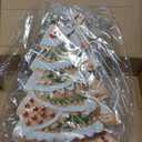 Chunful 5 Pcs Gingerbread Christmas Table Decorations Wooden Gingerbread Tree Decor Christmas Centerpiece Ginger Bread Village Decoration Winter Tiered Tray Decor with Base for Xmas Home Kitchen Shelf