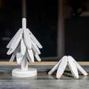 Wooden Trivets for Hot Dishes, Tree Trivet Set, Stackable Tree Coasters for Hot Dish, Pot, Bowl, Teapot, Includes 4 Trivets, 1 Stand, and 4 of Choice (Natural Wood)