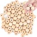 BigOtters 65-Pack 25mm (1 Inch) Natural Unfinished Wood Beads, Round Spacer Beads for DIY Jewelry Making, Home Decor, Craft Supplies, Art Projects & Party Decorations