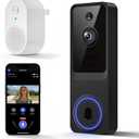 1080P Wireless Video Doorbell Camera, AI Human Detection, 2-Way Audio, Night Vision, 5200mAh Battery Powered, Real-Time Motion Alerts, Cloud Storage, 2.4GHz WiFi Only