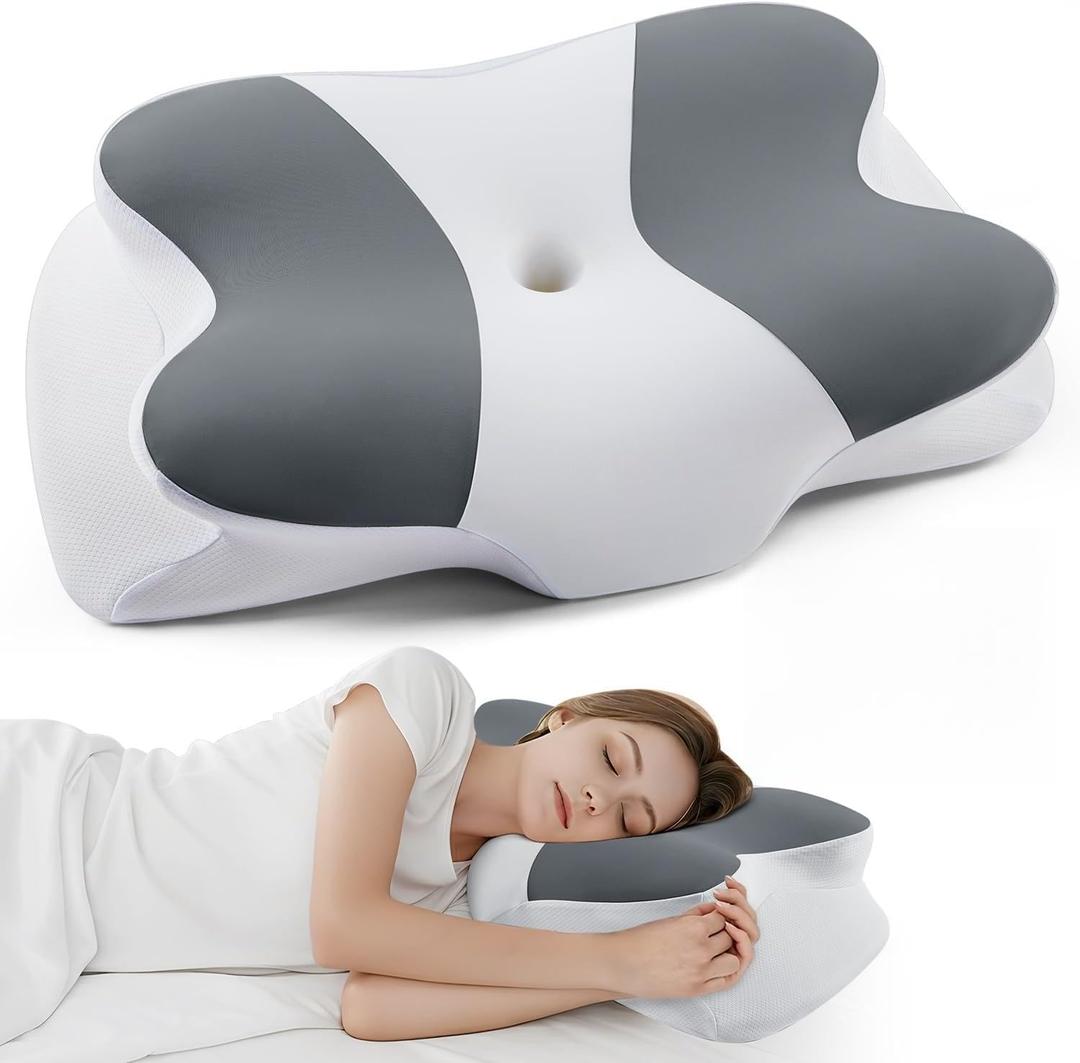 DONAMA Cervical Pillow for Sleeping, Contour Memory Foam Pillow for Neck and Shoulder Support, Ergonomic Neck Pillow for Side Back Stomach Sleepers, Bed Pillows with Cooling Pillowcase | Contour Memory Foam Pillow, Side Sleeper Pillow, CertiPUR-US Certified with Cooling Cover