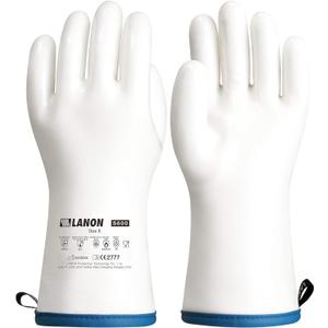 LANON Liquid Silicone Gloves, Heat Resistant Oven Gloves with Fingers, Food Grade, Waterproof, White, Medium