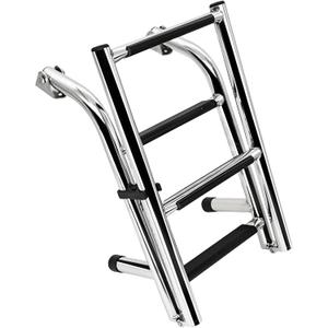 Folding Stainless Steel Boat Ladder 4 Step Pontoon 2+2 Step Portable Transom Mount Marine Stepladder, Rated to 400 Pounds