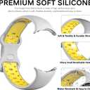 Miimall Compatible for Google Pixel Watch 4(2025) 3 2 1 41mm Bands, Soft Silicone Waterproof Sport Wristband Strap Band for Google Pixel Watch 4/3/2/1 for Women Men (Large, Grey-Yellow)