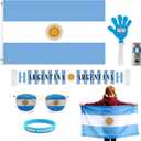Argentina Soccer Fan Cheering Kit, 6 Pcs Patriotic Game Day Accessories. | Patriotic soccer cheering kit, fan accessories for game day, tailgate & watch party.