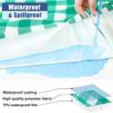 Smiry Picnic Table Cloth 2 Pack, Waterproof Elastic Fitted Tablecloths for 8FT Rectangle Tables, Washable Polyester Buffalo Plaid Tablecloth for Camping, Dining & Outdoor (Green & White, 30" x 96")