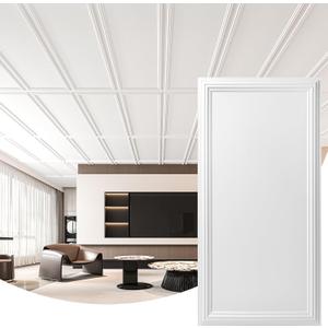 Art3d Drop Ceiling Tiles 48x24, Decorative PVC Ceiling Panels, Waterproof Rustproof and Durable 12-Pack, Glue Down, Rectangular Black