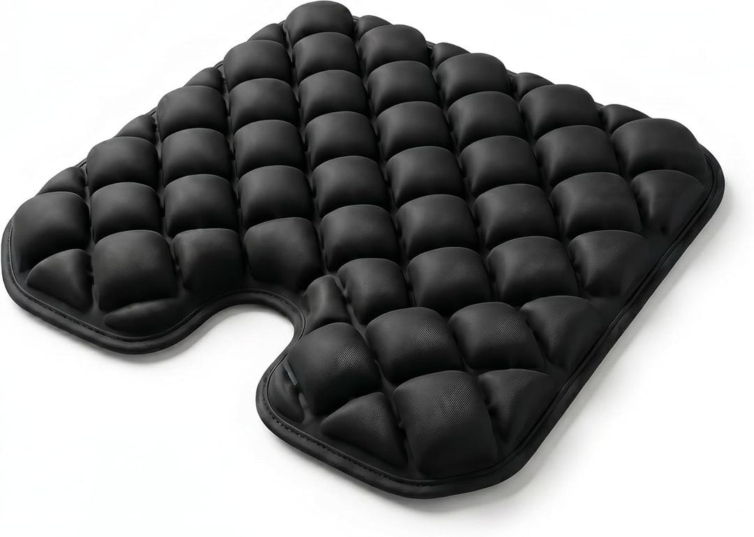 Inflatable Seat Cushion for Long Sitting, 54 High-Low Air Cell Travel Seat Cushion for Airplane, Office Chair, Car & Wheelchair, Adjustable Firmness Pressure Relief Seat Pad, 16.5" x 15.8"