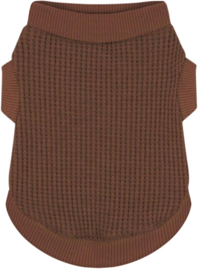 Cozy and Functional Dog Shirts for Small Puppies: Stretchable Brown Attire with Easy-On Design, Ideal for Chihuahuas and Yorkies - Enhance Comfort and Playfulness on Chill Days Medium (M-(6~9lb) | Chest(~15.5"))