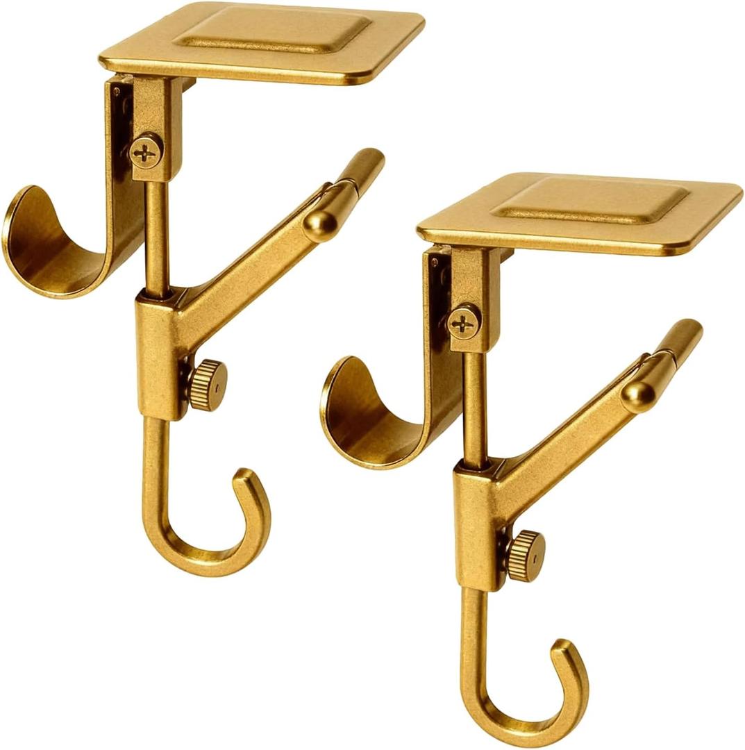 Fireplace Stocking and Garland Hanger, 2 in 1 Mantel Hangers for Garland, No Drill, Heavy Duty Adjustable Garland Hangers for Mantle, Christmas Mantle Garland & Stocking Holder (Gold, 2PCS)