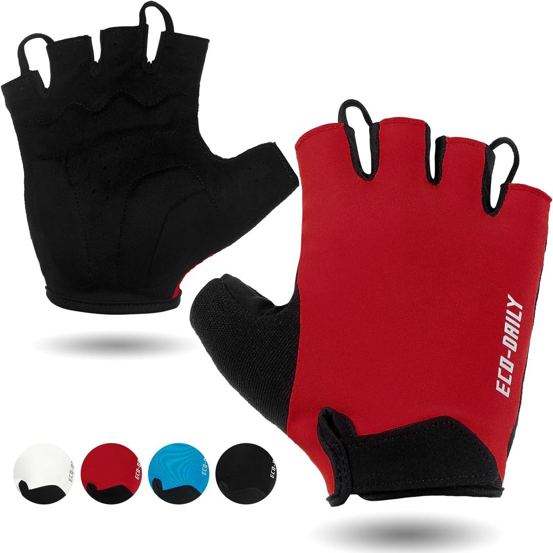 Cycling Gloves for Men Women Padded Mountain Bike Gloves Lightweight Half Finger Gloves Anti-Slip Shock-Absorbing for MTB Road Biking Fitness, Large