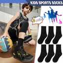 MOGGEI Boys Kids Girls Athletic Socks Basketball Sport Youth Crew Cotton Breathable Outdoor Socks 6 Pairs