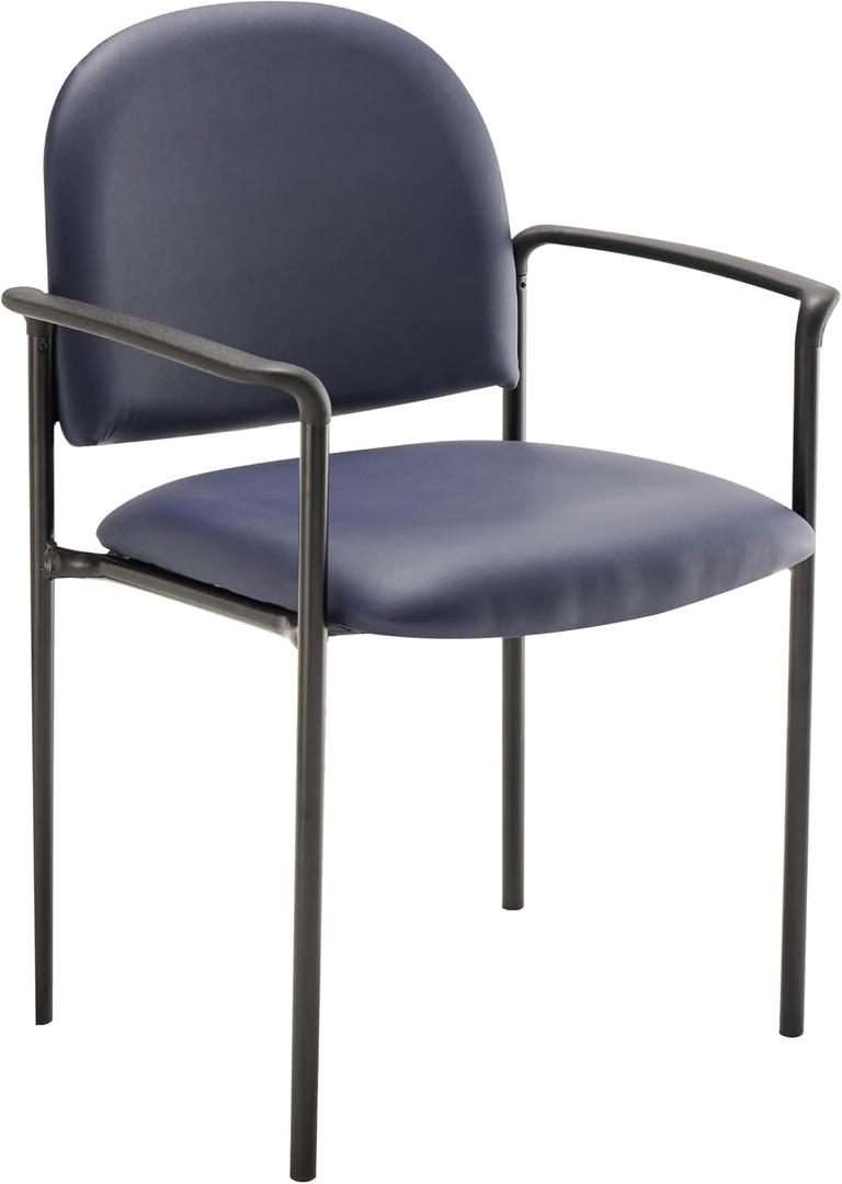 Flash Furniture Tiffany Side Reception Chair with Armrests, Stackable Vinyl Waiting Room Chair for Commercial or Residential Use, Navy, 23.5"Dx23.75"Wx33.25"H