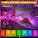 Portable Table Lamp for Outdoor Indoor: Cordless Rechargeable Desk Lamp with 10 Colors - Shower Lamp with Stepless Dimmable - Metal Battery Operated Lantern Light for Bedroom/Bar/Coffee Shop/Camping