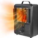 Comfort Zone 1500W Milkhouse Style Utility Space Heater Portable Workshop & Garage Electric Heater with Adjustable Thermostat, 2 Heat Settings & Fan All-Metal Housing & Safety Tip-Over Switch