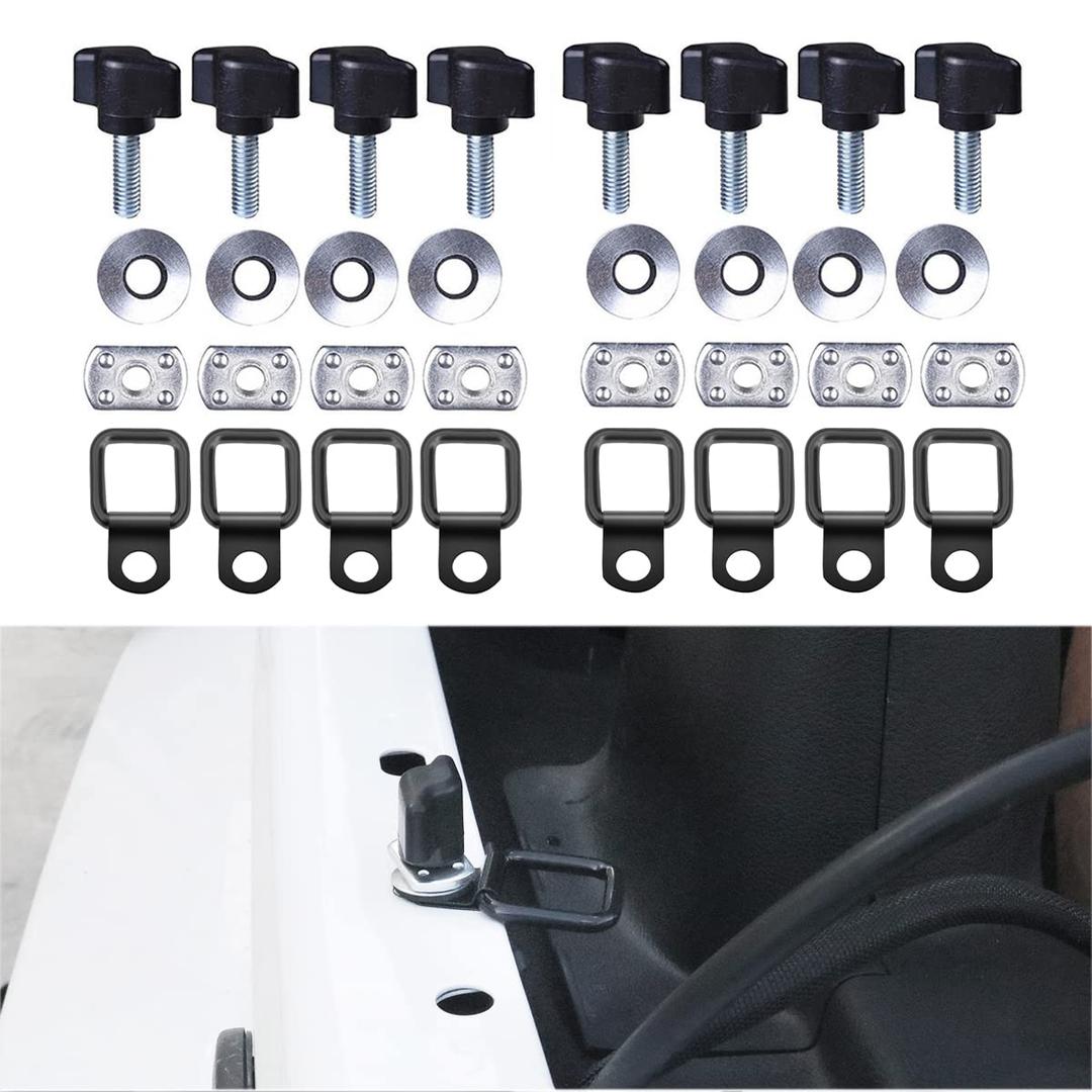 Hardtop Quick Removal Thumb Screws Nut Washer Tie-Down D-Rings Compatible with Jeep Wrangler JK YJ TJ JKU Black (One Size)