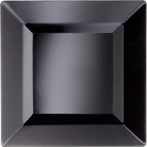 Party Essentials Party Supplies Disposable Classic Square Plastic Plates For Wedding/All Occasions, 6.5", 70-Count, Black