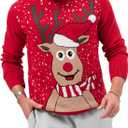 Karlywindow Mens Ugly Christmas Sweater Holiday Reindeer Snowflake Santa Soft Pullover Long Sleeve Knitted Sweaters (X-Large, Red)