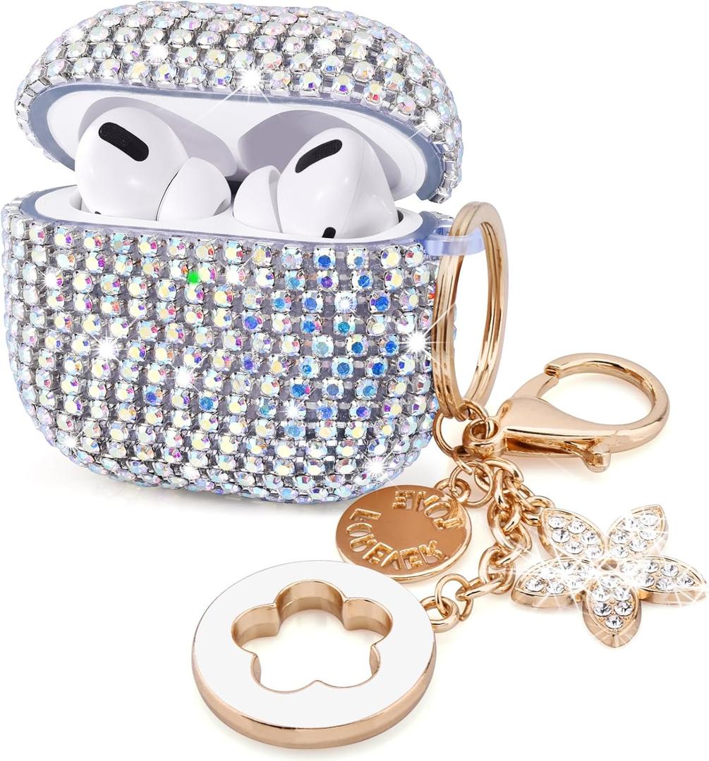 VISOOM Bling Case for Airpods Pro 2nd 1st Generation Case - Jewelry Cute Airpods Pro 1 2 Cases Cover with Glitter Keychain Women 2025 Crystal Fancy Case for iPods pro2 1 Wireless Charging Cases