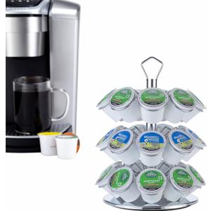 Rice rat K cup Holder Storage Coffee Capsules Pod Holder Carousel 3 Tier Compatible with 27 K-Cup Pods (27 pods-3 tiers)