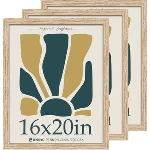 16x20 Oak Poster Frame with HD Glass - 3pk, Natural Wood Picture Frame, Wall Gallery Frame