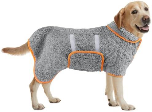 Bienbee Dog Bathrobe, Quick Drying Super Absorbent Dog Robes for After Bath, Warm Keeping Dogs Towel, Dogs Bath Supplies, Gray L