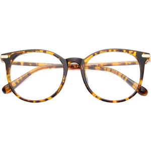 Gaoye Blue Light Blocking Glasses, Retro Round Eyewear Frame Anti Eyestrain Computer Glasses for Women Men (Tea Leopard/Transparent Lens)