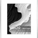 16x20 Frames Silver, Aluminum Poster Frame with Real Glass, Display Photo 11x14 with Mat or 16 x 20 without, Modern Metal Picture Frames for Wall, Horizontal or Vertical Wall Mounting