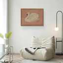 Vintage Framed Wall Art, Modern Pink Grace Swan Canvas Wall Decor Painting, Retro Animal Rustic Farmhouse Artwork Prints Pictures for Living Room Bedroom Bathroom 16x24 Inch