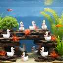 50 Set Mini Gooses Resin Tiny Gooses Figurine with Bows and Glue for Small Desk Goose Gift Decor for Cake Topper, DIY Crafts, Micro Landscape Ornaments, Miniature Geese Animal Statues to Hide(Pink)