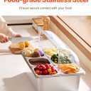 VEVOR Countertop Food Serving Display Container, 6 Pan Stainless Steel Food Serving Tray, Buffet Condiment Dispenser Display Rack with Clear Lid & 3 Freezer Boxes, for Restaurant Hotel Kitchen Party, 1.6 L X 6