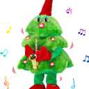 Singing Dancing Christmas Tree Plush Toys with Lights & 8 Music Christmas Carols for Saxophone & Repeat What You Say Christmas Tree Decor Table Party Toy Gifts for Family Friends Kids Boys Girls