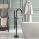 Ryuwanku Freestanding Bathtub Faucet Matte Black Tub Filler Floor Mount Free Standing Metal Bathroom Tub Gooseneck Spout With 2 Function Hand Shower