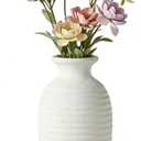 Ceramic Farmhouse Vase, 14.4 Inch Large Handmade Rustic Flower Vase, Waterproof Tall Vase for Pampas Grass & Home Decor, Ideal for Living Room, Shelf, Wedding & Housewarming Gift in Off-White