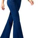 Rammus Flare Jeans for Women Crossover High Waisted Bell Bottom Jeans Trendy Yoga Pants Stretchy Flare Leggings with Pockets (X-Large, Dark Blue Denim)