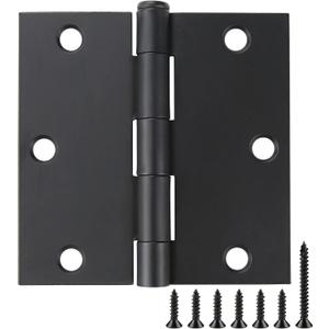 18 Pack Matte Black Door Hinges 3.5 x 3.5 Inch, Interior Door Hinges, Heavy-Duty Black Hinges with Square Corners for Doors Standard Bedroom Office Door Hardware Removable Pin,RV,Garage,Shed,Treehouse