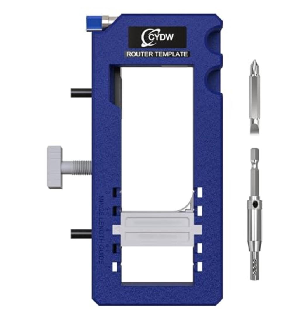 Door Hinge Jig, Door Hinge Mortiser, Router Template Fits for Door Hinges Kit Fits 3” to 5” Length and 1/4” or 5/8” Thickness, Blue