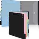 Uquelic Clipboard with Folder Organizer, 12 Pockets Project Organizer - Refillable Lined Notepad (11" x 8.5"), Hardcover Project Organizer with Stay-Put Tabs (Macaron 1 Pack)