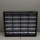 Akro-Mils 24-Drawer Plastic Drawer Storage Cabinet for Garage Organization, Bead Organizer, Building Bricks Storage, Teacher Toolbox, Makeup Organizer, 20" W x 6" D x 16" H, 10124 Black