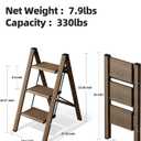 HillhutApex 3 Step Stool, Aluminum Foldable Step Ladder, Lightweight Stable Stool with Wide Non-Slip Pedals, 330lbs Bearing Capacity Ladder for Office,Home,Kitchen - Walnut