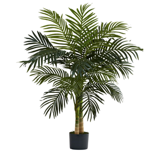 Nearly Natural 4 ft Artificial Golden Cane Palm Tree with Nursery Pot