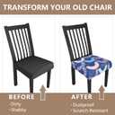 Stretch Dining Chair Seat Covers Set of 2,Dining Chair Slipcovers, Floral Printed Chair Covers,Soft Fabric Washable Upholstered Chair Seat Protector, No Rear Covers for Home Kitchen Dining Room (B-geometric Semicircles)