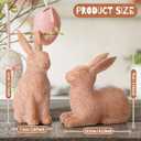 Set of 2 Brown Rustic Easter Bunny Figurines - Distressed Resin Rabbit Statues for Farmhouse Home Decor - Vintage Spring Bunny Ornaments for Tabletop, Mantel & Shelf Display