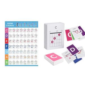 Guitar Chord Flashcards and Guitar Chord Chart，56Pcs Acoustic & Electric Guitar Learning Cheat Sheets - Learn Essential Chords Quickly & Easily